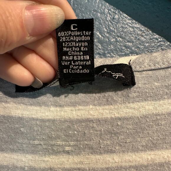 Fairy Sleeveless Knit Top Small Bling Gray White Stripes Casual Comfy Layering - Picture 6 of 8